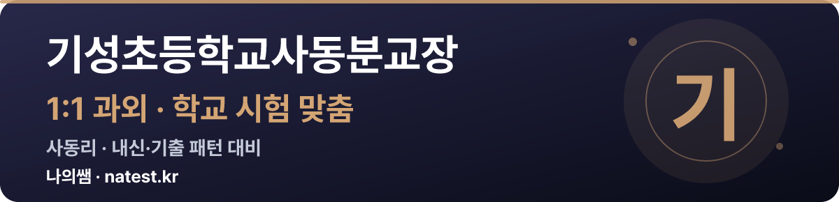 기성초등학교사동분교장 1:1 과외 — 학교 시험·내신 맞춤