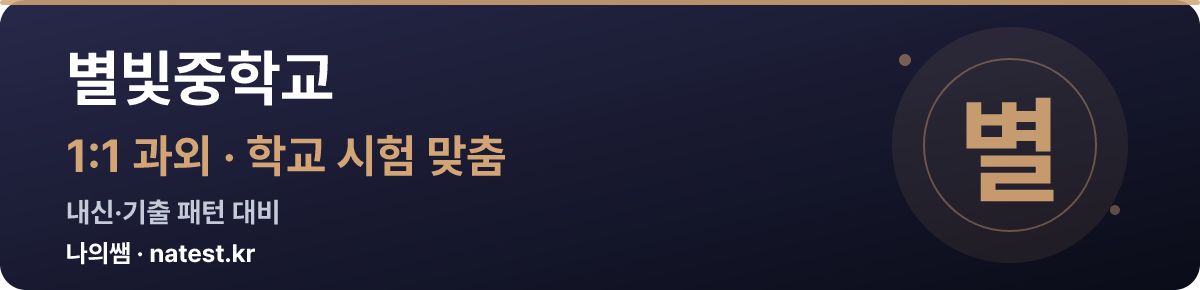 별빛중학교 1:1 과외 — 학교 시험·내신 맞춤