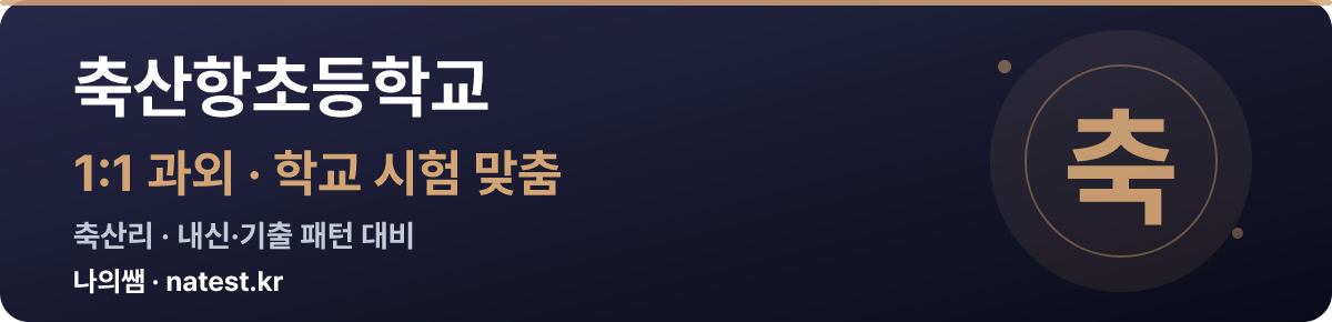축산항초등학교 1:1 과외 — 학교 시험·내신 맞춤