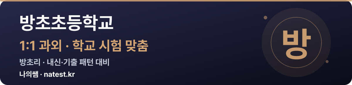 방초초등학교 1:1 과외 — 학교 시험·내신 맞춤