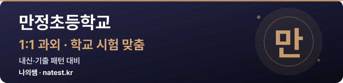 만정초등학교 1:1 과외 — 학교 시험·내신 맞춤