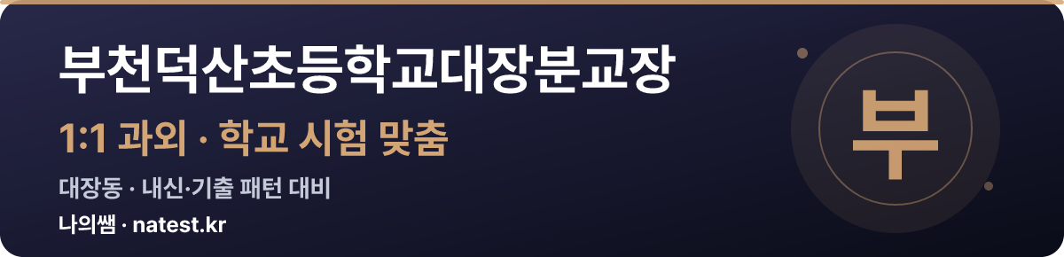 부천덕산초등학교대장분교장 1:1 과외 — 학교 시험·내신 맞춤