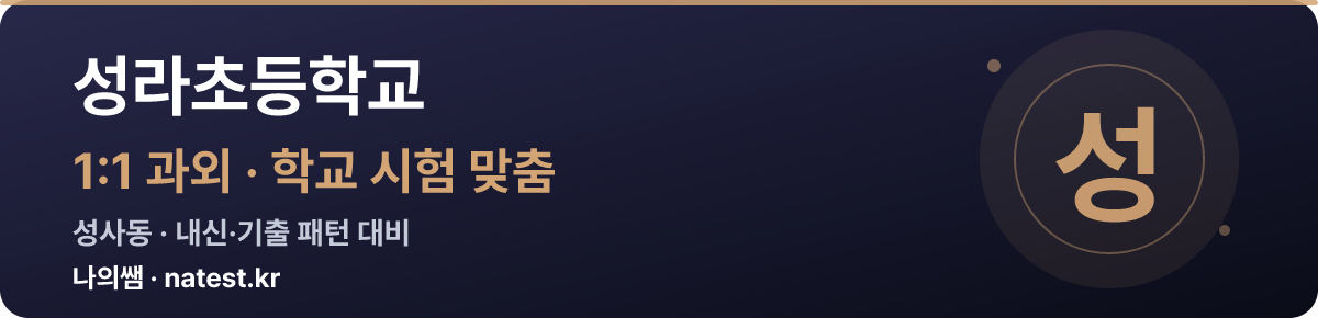 성라초등학교 1:1 과외 — 학교 시험·내신 맞춤
