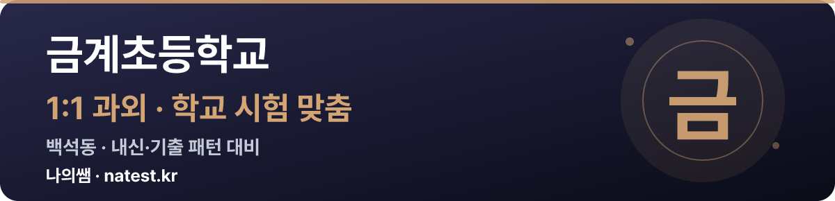 금계초등학교 1:1 과외 — 학교 시험·내신 맞춤
