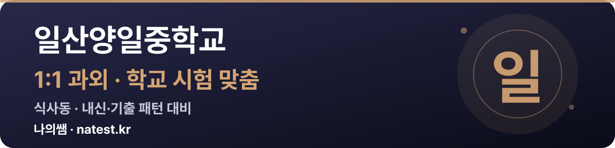 일산양일중학교 1:1 과외 — 학교 시험·내신 맞춤