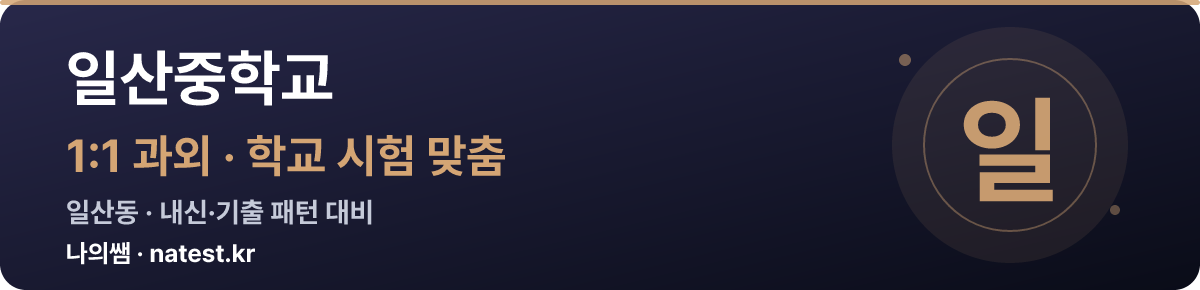 일산중학교 1:1 과외 — 학교 시험·내신 맞춤