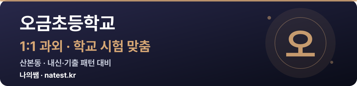 오금초등학교 1:1 과외 — 학교 시험·내신 맞춤