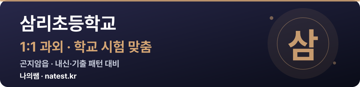 삼리초등학교 1:1 과외 — 학교 시험·내신 맞춤