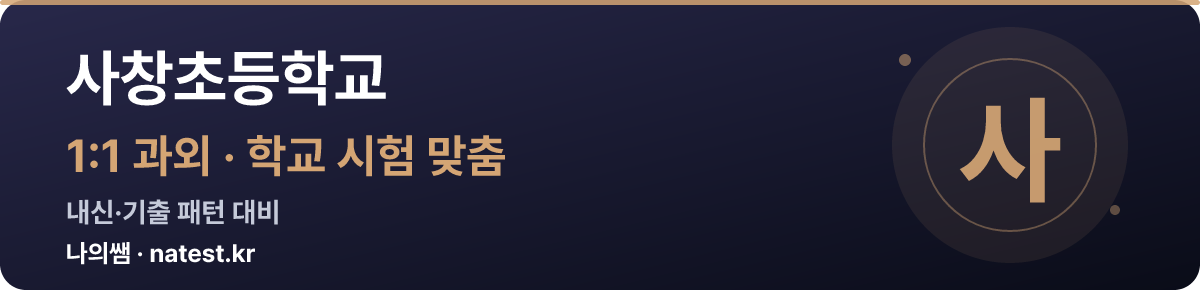 사창초등학교 1:1 과외 — 학교 시험·내신 맞춤