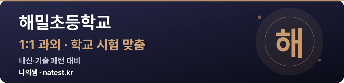 해밀초등학교 1:1 과외 — 학교 시험·내신 맞춤