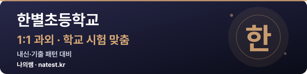 한별초등학교 1:1 과외 — 학교 시험·내신 맞춤