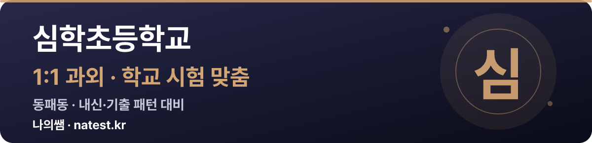 심학초등학교 1:1 과외 — 학교 시험·내신 맞춤