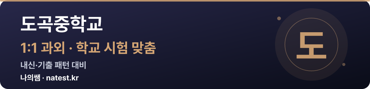 도곡중학교 1:1 과외 — 학교 시험·내신 맞춤