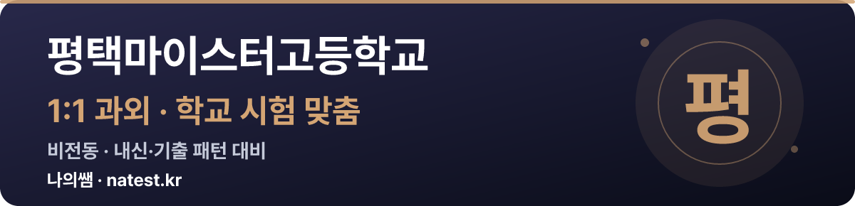 평택마이스터고등학교 1:1 과외 — 학교 시험·내신 맞춤
