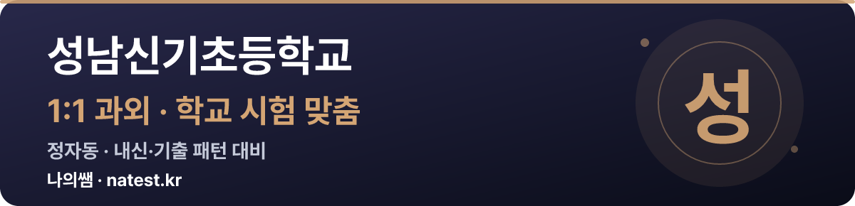 성남신기초등학교 1:1 과외 — 학교 시험·내신 맞춤