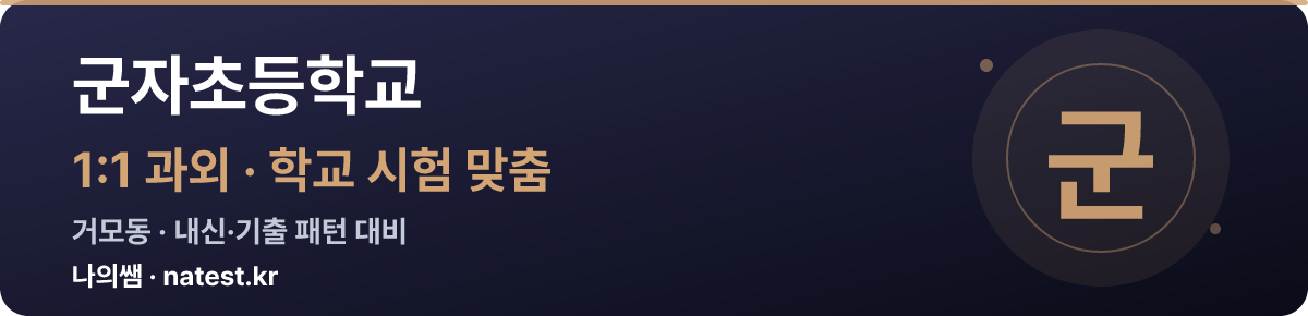 군자초등학교 1:1 과외 — 학교 시험·내신 맞춤