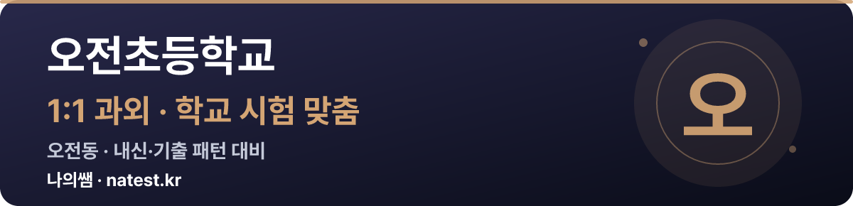 오전초등학교 1:1 과외 — 학교 시험·내신 맞춤