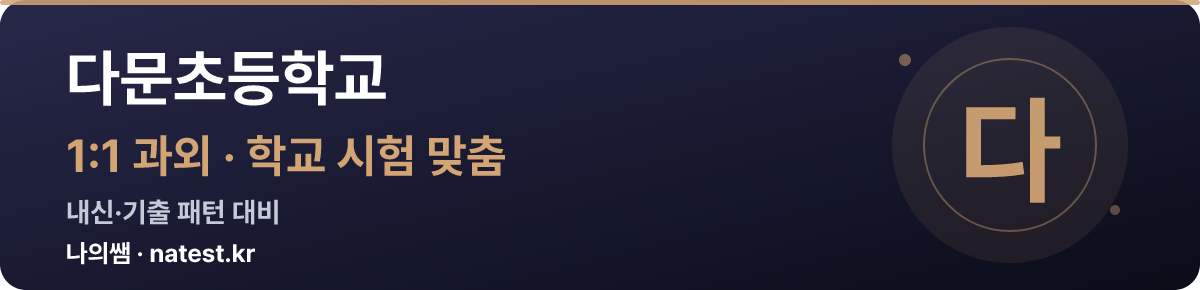 다문초등학교 1:1 과외 — 학교 시험·내신 맞춤