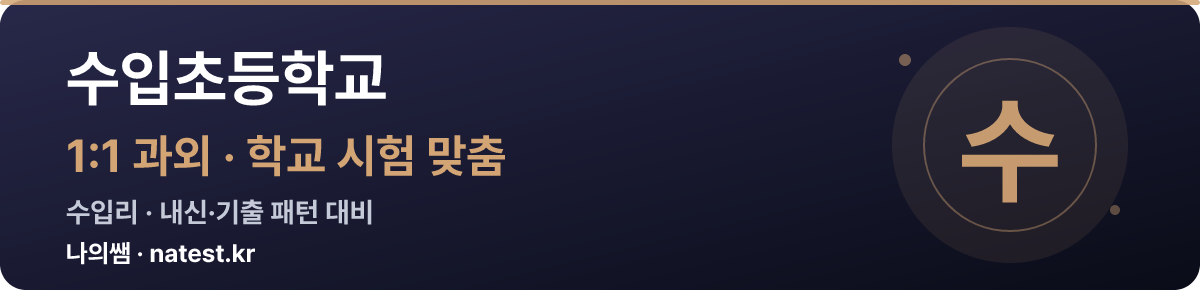 수입초등학교 1:1 과외 — 학교 시험·내신 맞춤