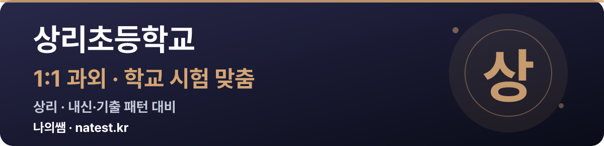 상리초등학교 1:1 과외 — 학교 시험·내신 맞춤