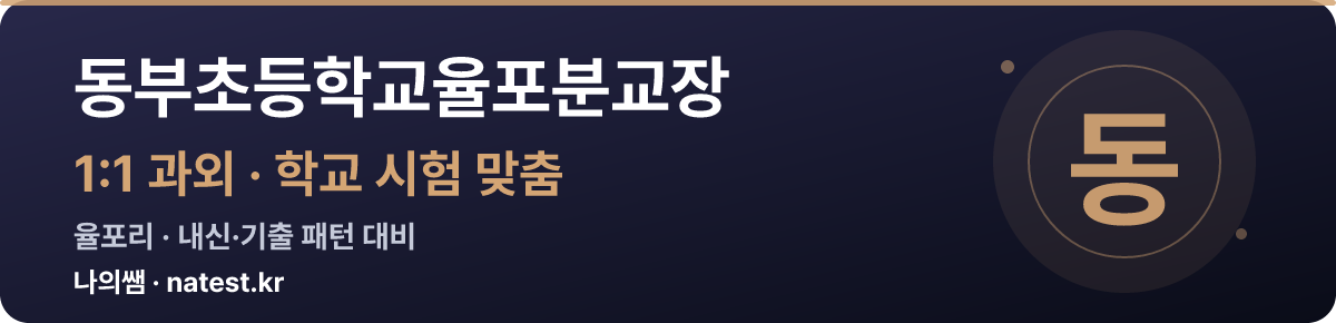 동부초등학교율포분교장 1:1 과외 — 학교 시험·내신 맞춤