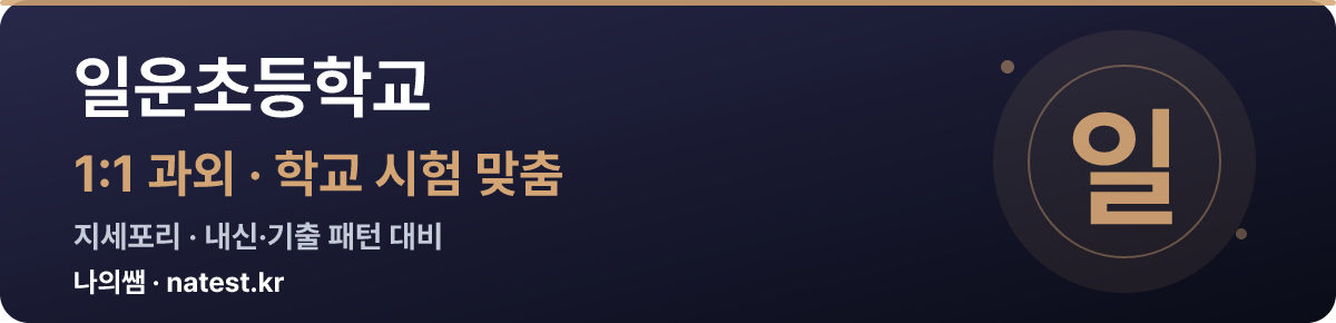 일운초등학교 1:1 과외 — 학교 시험·내신 맞춤