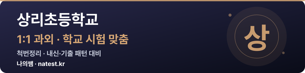 상리초등학교 1:1 과외 — 학교 시험·내신 맞춤