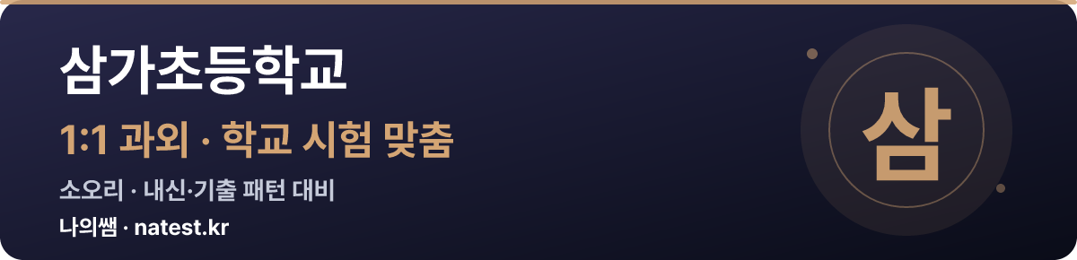 삼가초등학교 1:1 과외 — 학교 시험·내신 맞춤