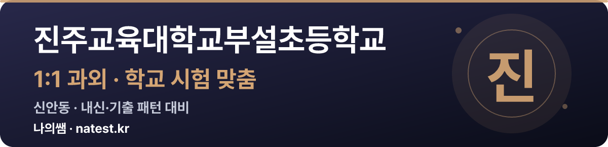 진주교육대학교부설초등학교 1:1 과외 — 학교 시험·내신 맞춤