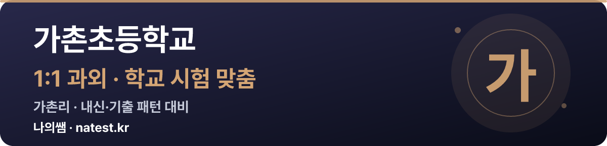 가촌초등학교 1:1 과외 — 학교 시험·내신 맞춤