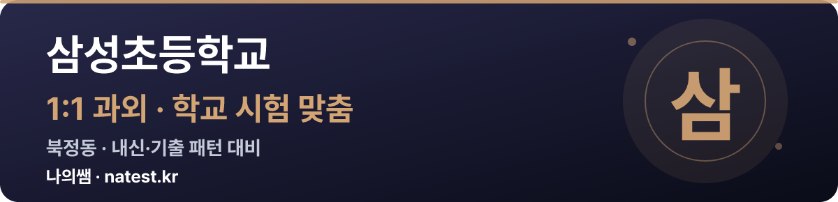 삼성초등학교 1:1 과외 — 학교 시험·내신 맞춤