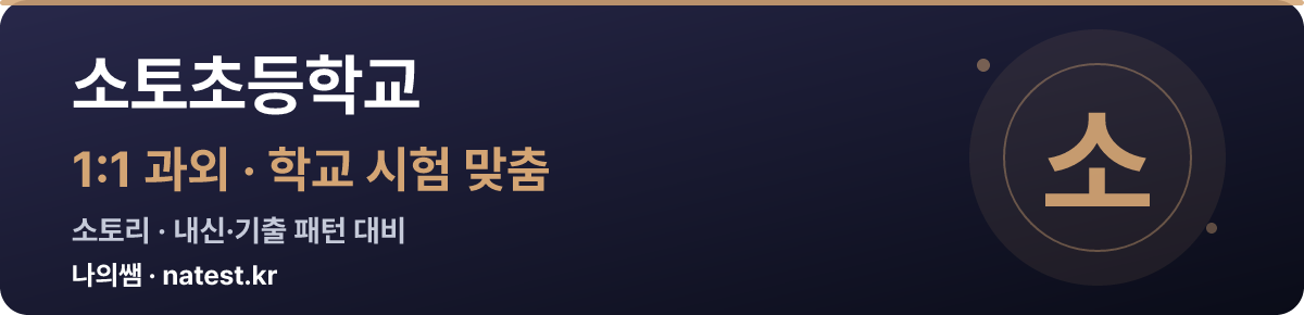 소토초등학교 1:1 과외 — 학교 시험·내신 맞춤