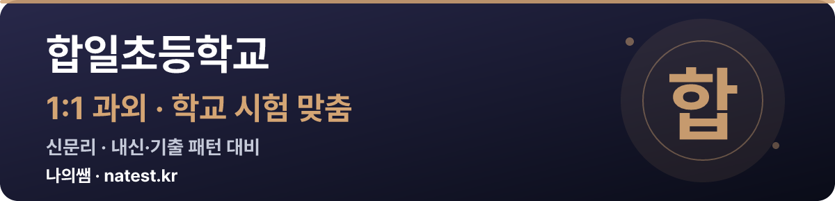 합일초등학교 1:1 과외 — 학교 시험·내신 맞춤