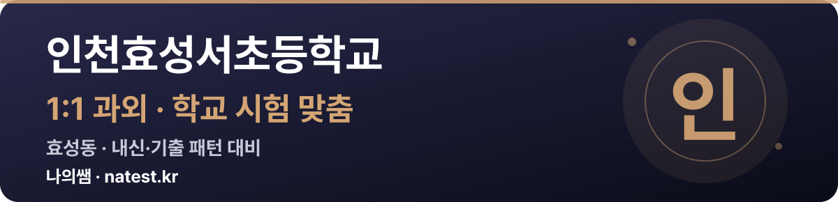 인천효성서초등학교 1:1 과외 — 학교 시험·내신 맞춤