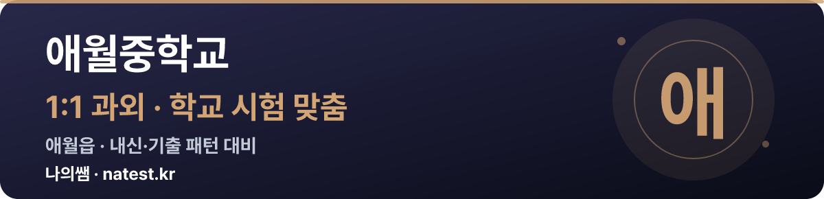 애월중학교 1:1 과외 — 학교 시험·내신 맞춤
