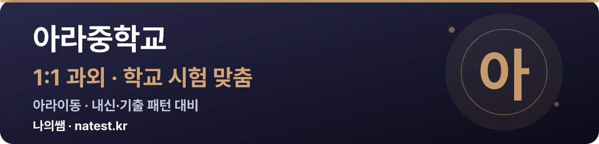 아라중학교 1:1 과외 — 학교 시험·내신 맞춤