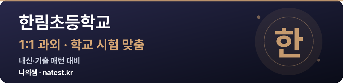 한림초등학교 1:1 과외 — 학교 시험·내신 맞춤