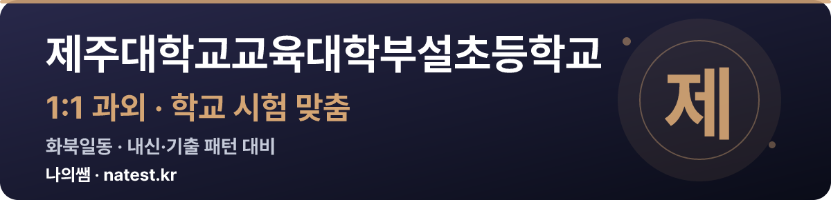 제주대학교교육대학부설초등학교 1:1 과외 — 학교 시험·내신 맞춤