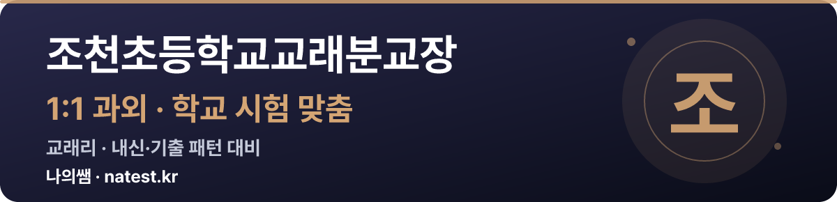 조천초등학교교래분교장 1:1 과외 — 학교 시험·내신 맞춤