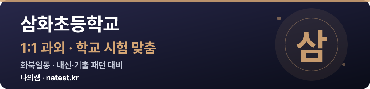 삼화초등학교 1:1 과외 — 학교 시험·내신 맞춤