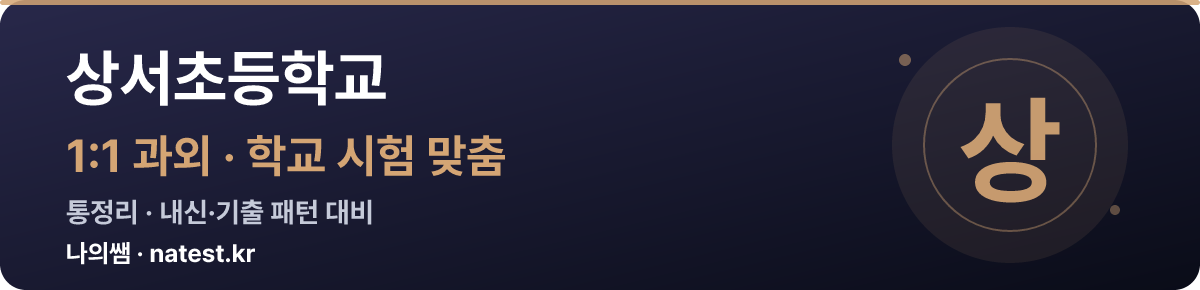 상서초등학교 1:1 과외 — 학교 시험·내신 맞춤