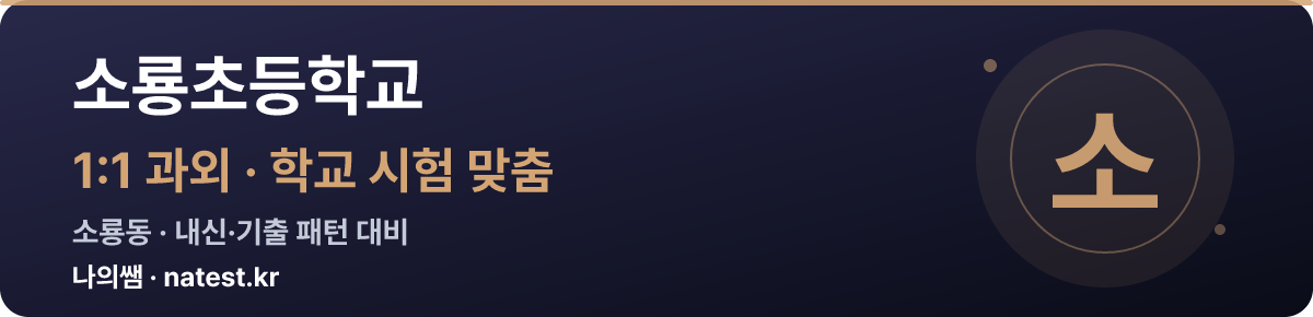 소룡초등학교 1:1 과외 — 학교 시험·내신 맞춤