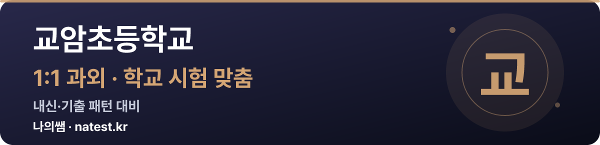 교암초등학교 1:1 과외 — 학교 시험·내신 맞춤