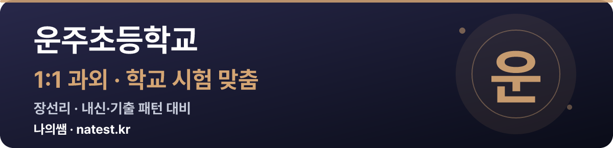 운주초등학교 1:1 과외 — 학교 시험·내신 맞춤