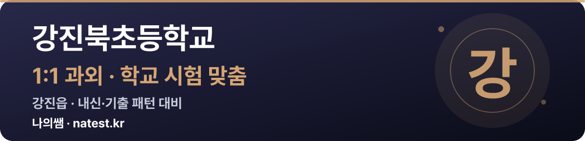강진북초등학교 1:1 과외 — 학교 시험·내신 맞춤