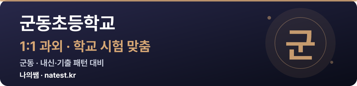군동초등학교 1:1 과외 — 학교 시험·내신 맞춤