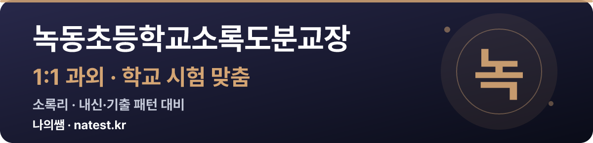 녹동초등학교소록도분교장 1:1 과외 — 학교 시험·내신 맞춤