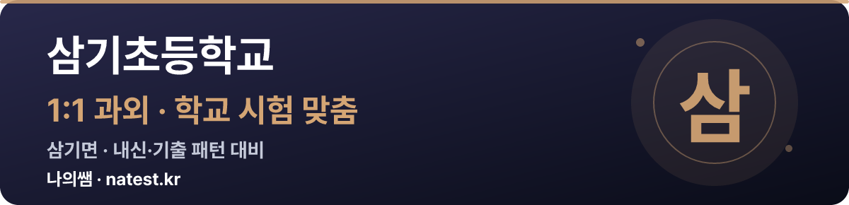 삼기초등학교 1:1 과외 — 학교 시험·내신 맞춤
