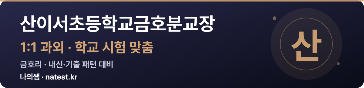 산이서초등학교금호분교장 1:1 과외 — 학교 시험·내신 맞춤