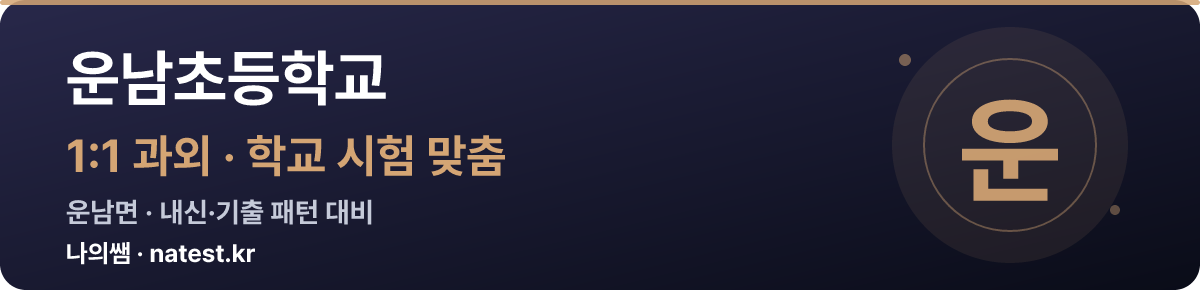 운남초등학교 1:1 과외 — 학교 시험·내신 맞춤